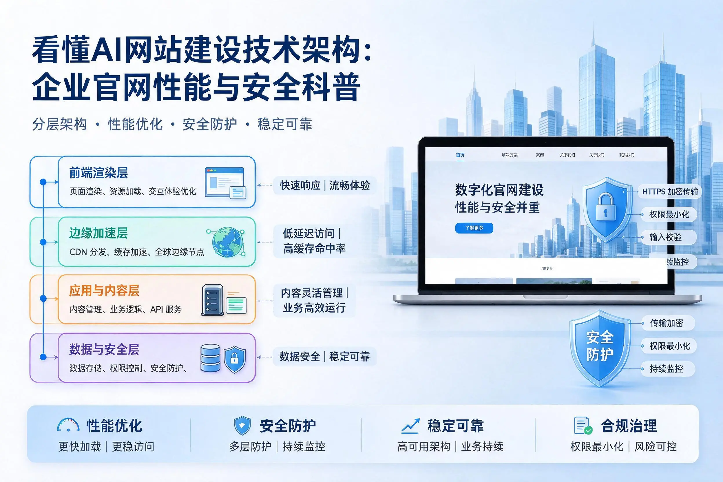 看懂AI网站建设技术架构:北京企业官网性能与安全科普