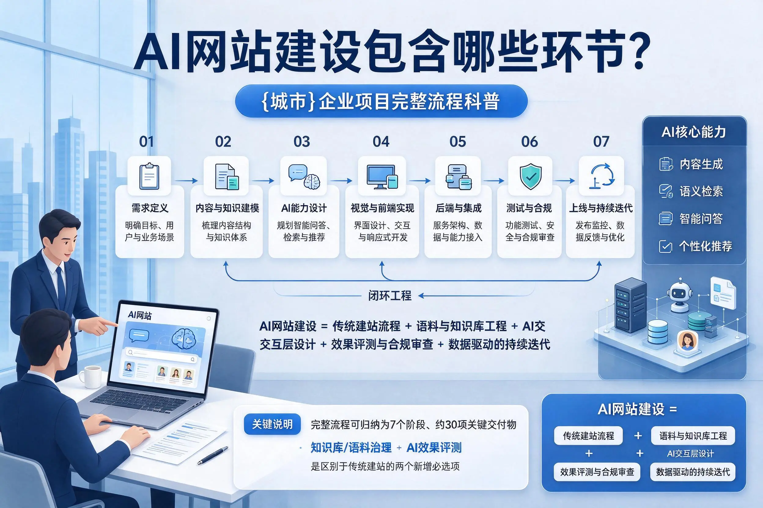 AI网站建设包含哪些环节？北京企业项目完整流程科普