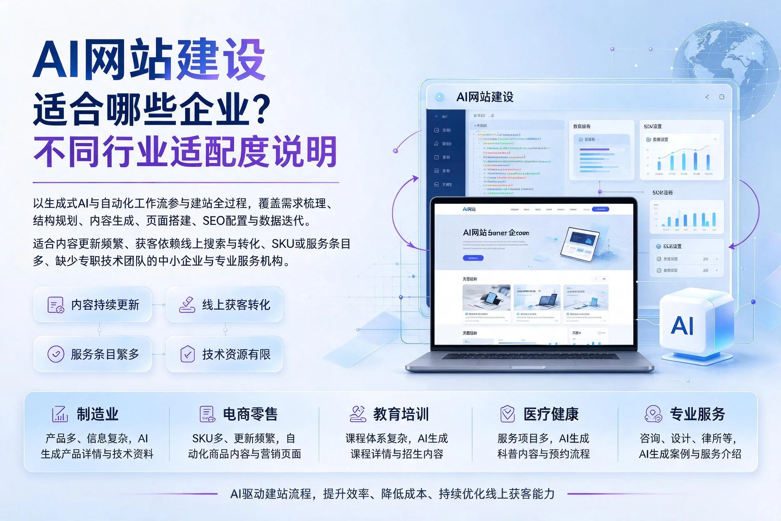 AI网站建设适合哪些企业?北京不同行业适配度说明